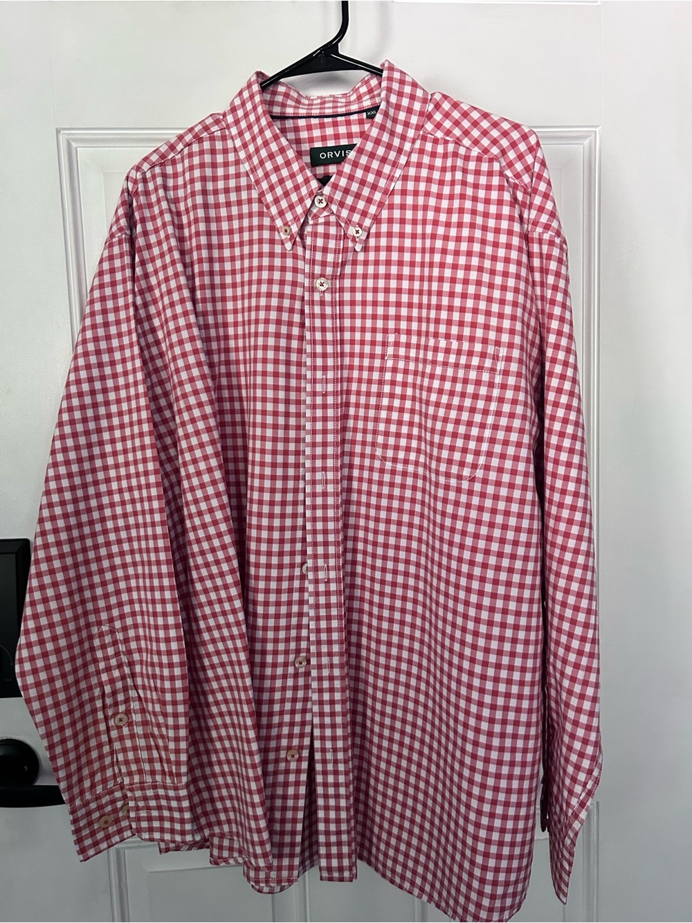 Orvis Pink and White Gingham Button-Down Shirt